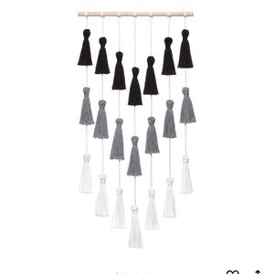 Black, Gray, and White Tassel Wall Hanging
